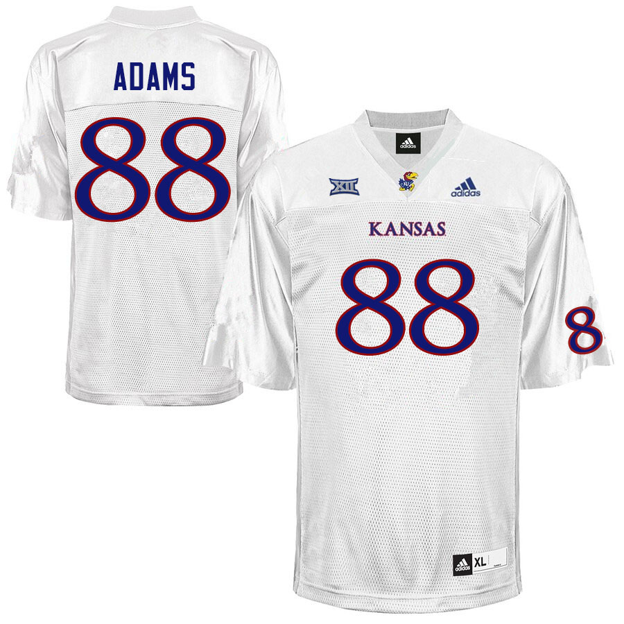 Men #88 Tre Adams Kansas Jayhawks College Football Jerseys Sale-White